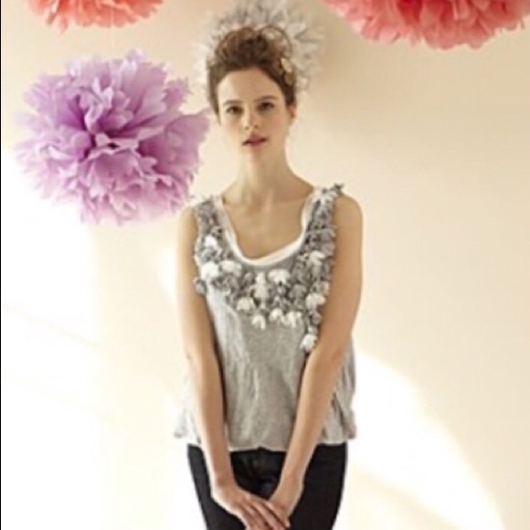 Anthropologie C Keer Pratia Floral Appliqué Top S - Picture 3 of 6